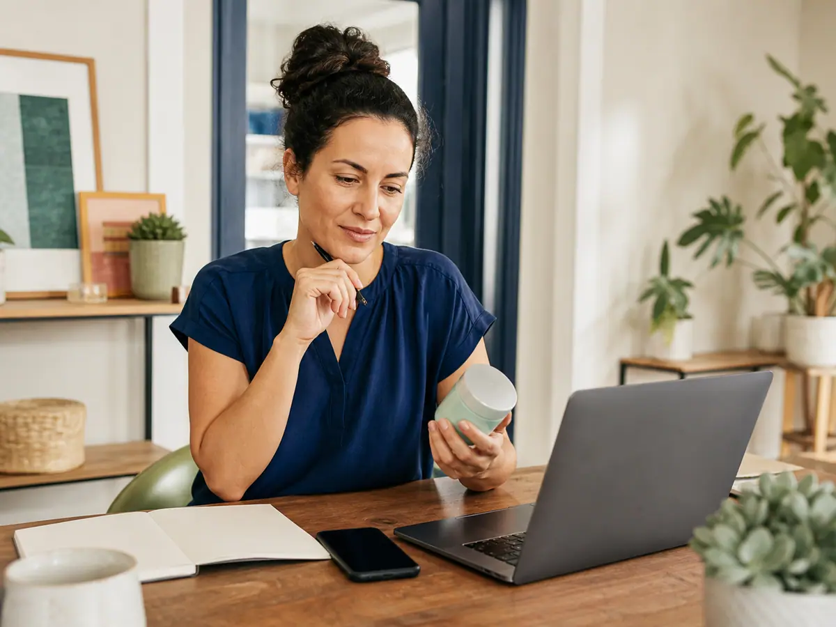 A participant comfortably contributing to an online study from home